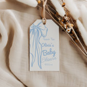 Moderne Blauwe Hand Geschreven Getrokken Bow Baby  Cadeaulabel