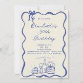 MODERNE BLAUWE Hand Getrokken 30ste Verjaardag Uit Kaart (Voorkant)