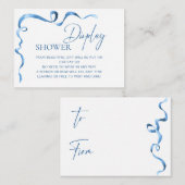 Moderne Blauwe Hand getrokken Bow Vrijgezellenfees Informatiekaartje (Voorkant / Achterkant)