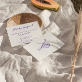 Moderne blauwe hand getrokken retro leuk funky bru RSVP kaartje