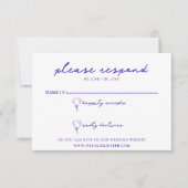 Moderne blauwe hand getrokken retro leuk funky bru RSVP kaartje (Voorkant)