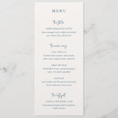 Moderne Blauwe Handgeschreven Script Elegant Bruil Menu (Voorkant)