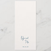 Moderne Blauwe Handgeschreven Script Elegant Bruil Menu (Achterkant)