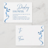 Moderne blauwe handgetekende boog bruidsdouche dis informatiekaartje (Voorkant / Achterkant)