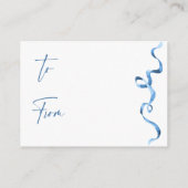 Moderne blauwe handgetekende boog bruidsshower dis informatiekaartje (Achterkant)