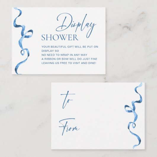 Moderne blauwe handgetekende boog bruiloftsshower  informatiekaartje (Voorkant / Achterkant)