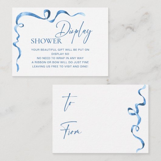 Moderne blauwe handgetekende boog bruiloftsshower  informatiekaartje (Voorkant / Achterkant)