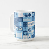 Moderne Blauwe Hanukkah-symbolen mok (Voorkant links)