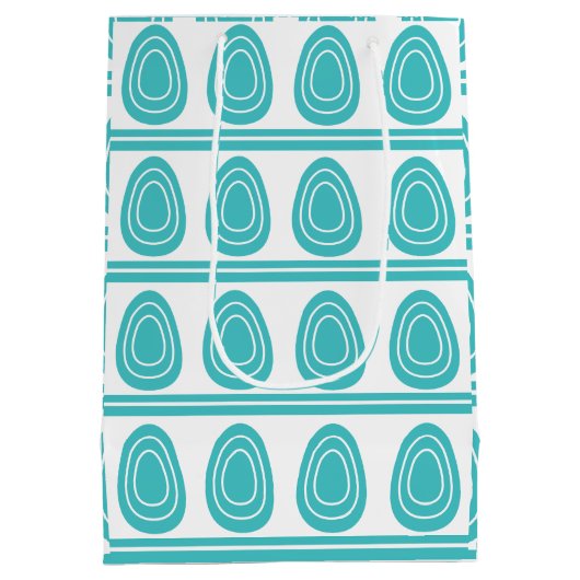 Moderne blauwe Happy Easter Eggs Medium Cadeauzakje (Achterkant)