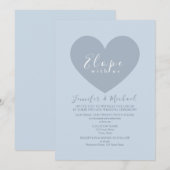 Moderne Blauwe Hart Elopement bruiloft Kaart (Voorkant / Achterkant)