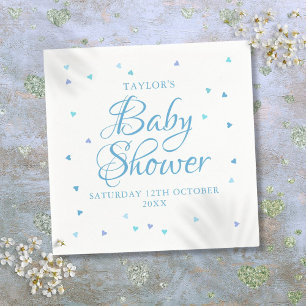 Moderne Blauwe Hartjes Baby Jongens Shower Strooid Servet