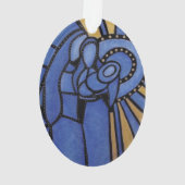 Moderne Blauwe Heilige Kerstmis van de Familie Ornament (achterkant)