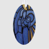 Moderne Blauwe Heilige Kerstmis van de Familie Ornament (voorkant)