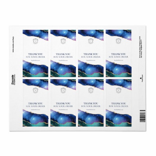 Moderne Blauwe Hemelse Dank u Verpakking van de Ze Etiket (Full Sheet)