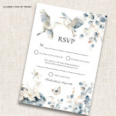 Moderne Blauwe Heron Foliage bruiloft RSVP Kaartje