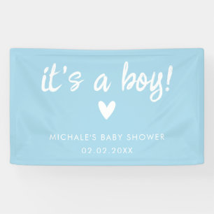 Moderne Blauwe het is een JONGEN Baby Shower Spandoek