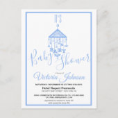 Moderne Blauwe Het is een Jongens Baby Shower Uitn Uitnodiging Briefkaart (Voorkant)