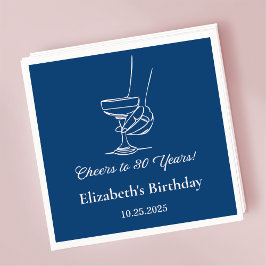 Moderne Blauwe Hoera voor 30 Jaar Verjaardag Serve Servet