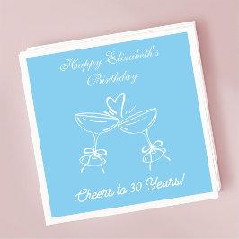 Moderne Blauwe Hoera voor 30 Jaar Verjaardag Serve Servet