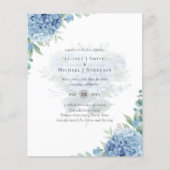 Moderne Blauwe Hortensia Bloem Bruiloft Uitnodigin Flyer (Voorkant)