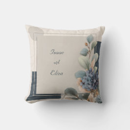 Moderne blauwe hortensia botanische geometrische b kussen