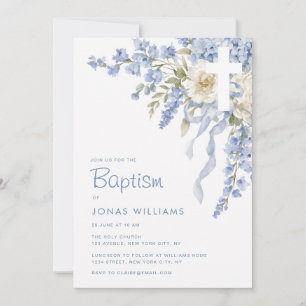 Moderne blauwe hortensia doop kaart