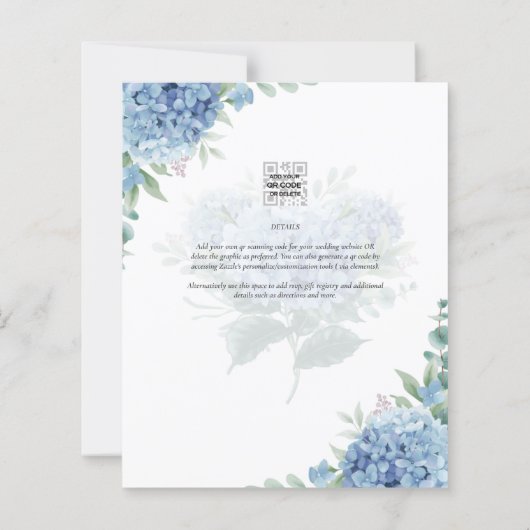 Moderne Blauwe Hortensia Foto Uitnodigingen voor B (Achterkant)