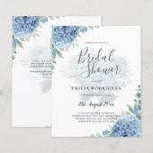 Moderne Blauwe Hortensia Foto Uitnodigingen voor B (Voorkant / Achterkant)