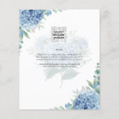 Moderne Blauwe Hortensia Huwelijksuitnodiging QR C Flyer (Achterkant)