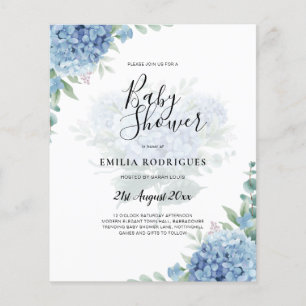 Moderne Blauwe Hortensia Huwelijksuitnodiging QR-c Flyer
