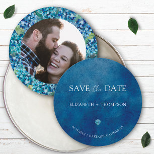 Moderne Blauwe Hortensia Ronde Trouw Save The Date