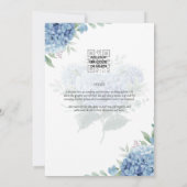 Moderne Blauwe Hortensia Trouw Uitnodiging QR Code (Achterkant)