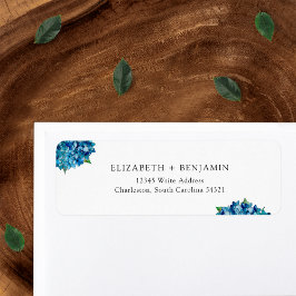 Moderne Blauwe Hortensia's Trouw RSVP Retouradres Etiket