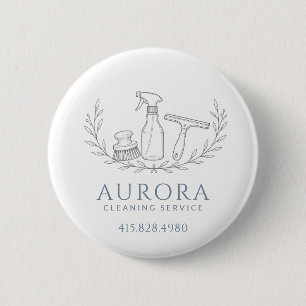 Moderne Blauwe Huis Schoonmaak En Dienst Voor Huis Ronde Button 5,7 Cm