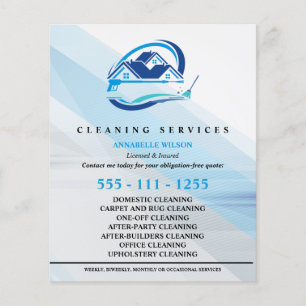 Moderne Blauwe Huis Schoonmaak Service Huishouding Flyer