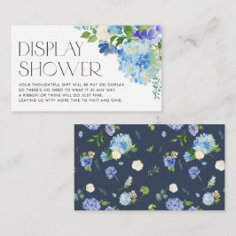 Moderne Blauwe Hydrangea Bloemen Display Douche Informatiekaartje