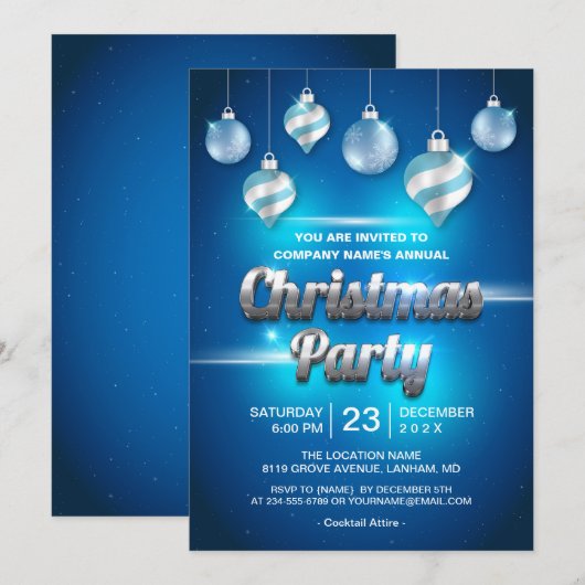 Moderne blauwe indrukwekkende feestdag kaart (Voorkant / Achterkant)