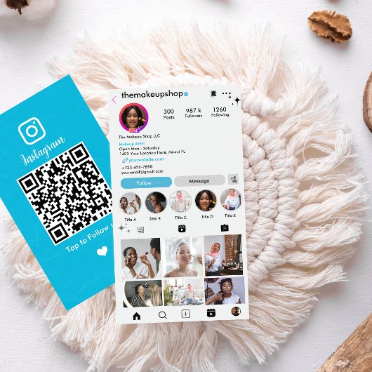 Moderne Blauwe Instagram Aangepaste Sociale Media Visitekaartje