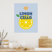 Moderne Blauwe Italiaanse citroenen Limoncello Bar Poster (Keuken)
