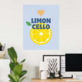 Moderne Blauwe Italiaanse citroenen Limoncello Bar Poster (Thuiskantoor)