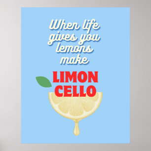 Moderne Blauwe Italiaanse Limoncello Keukenbar Poster