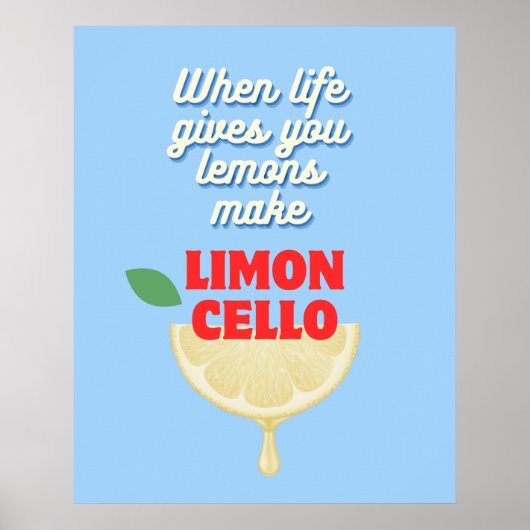 Moderne Blauwe Italiaanse Limoncello Keukenbar Poster (Voorkant)