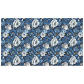 Moderne Blauwe Ivoren Bloemdecoratieve Tafelkleed (Voorkant (Horizontaal))