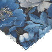 Moderne Blauwe Ivoren Bloemdecoratieve Tafelkleed (Gekanteld)