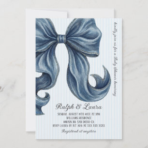 Moderne blauwe jeans boog baby shower kaart