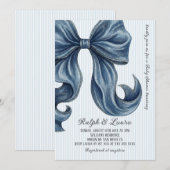 Moderne blauwe jeans boog baby shower kaart (Voorkant / Achterkant)