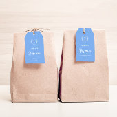 Moderne blauwe jongen | doop | Dank u voor uw guns Cadeaulabel