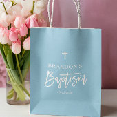 Moderne Blauwe Jongens Doopfeest Medium Cadeauzakje