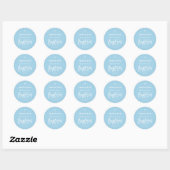 Moderne blauwe jongensdoop ronde sticker (Vel)