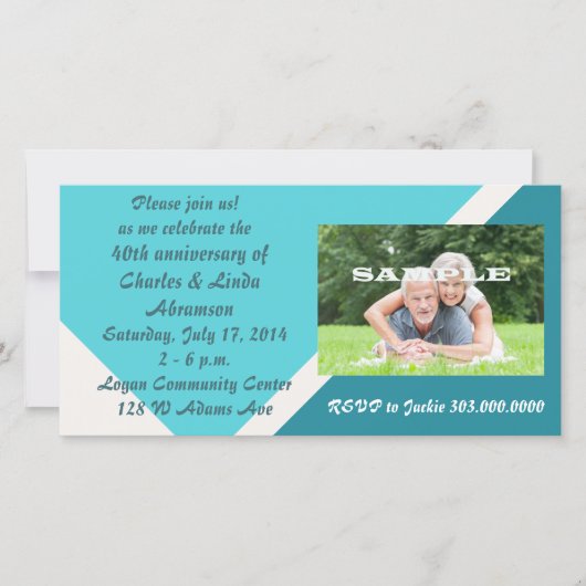 Moderne Blauwe Jubileum Viering Foto Kaart (Voorkant)